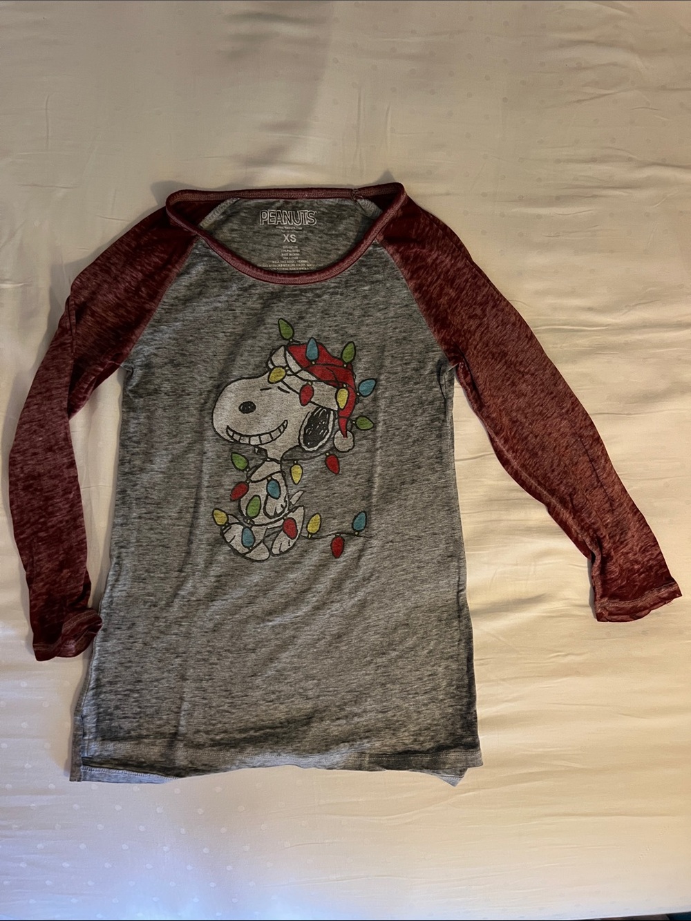 Peanuts Snoopy Christmas Lights 3/4 Sleeve Shirt - XS